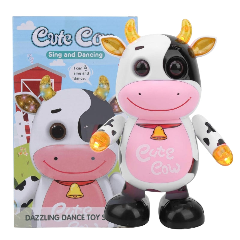 Plastic Flashing Dancing Robot Cow Toy Singing & Light-Up Christmas Gift for Kids