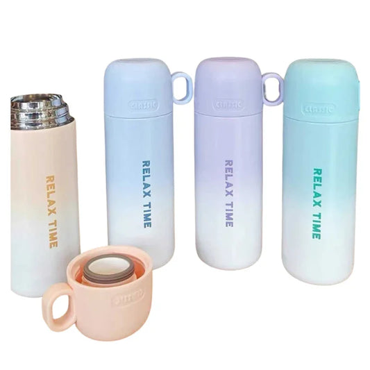 Relax Time Double Shaded Metal Water Bottle With Cup (7232)