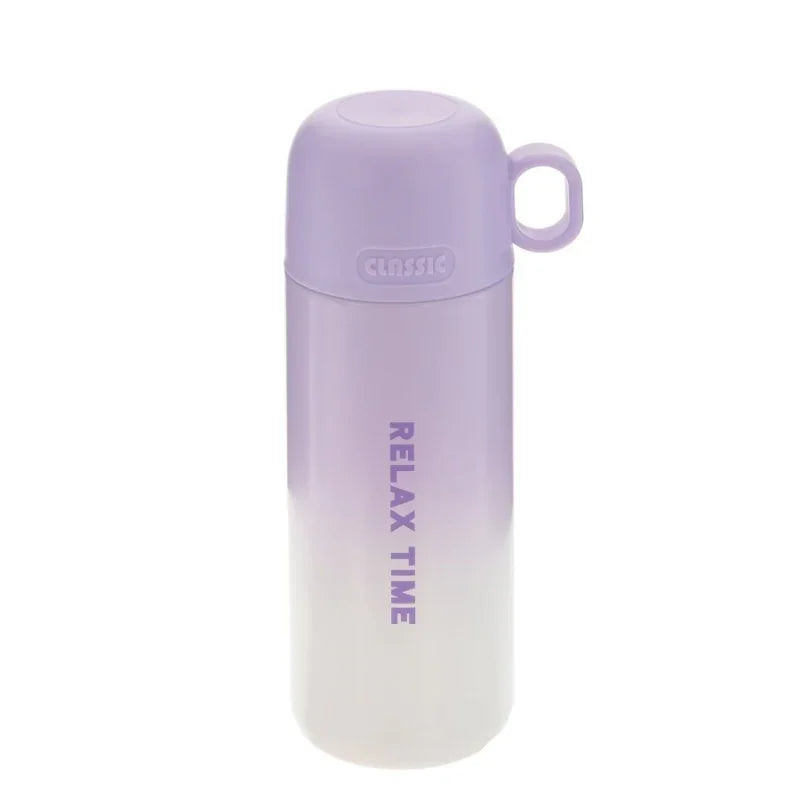Relax Time Double Shaded Metal Water Bottle With Cup (7232)
