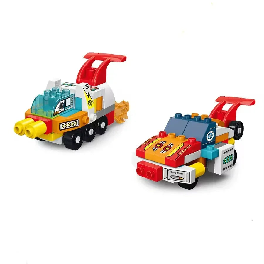 Duplo-Compatible Space Warship & Robot Car Building Set for Kids