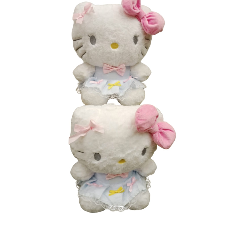 Premium Hello Kitty Pastel Blue Dress Plush Toy with Pink Bow