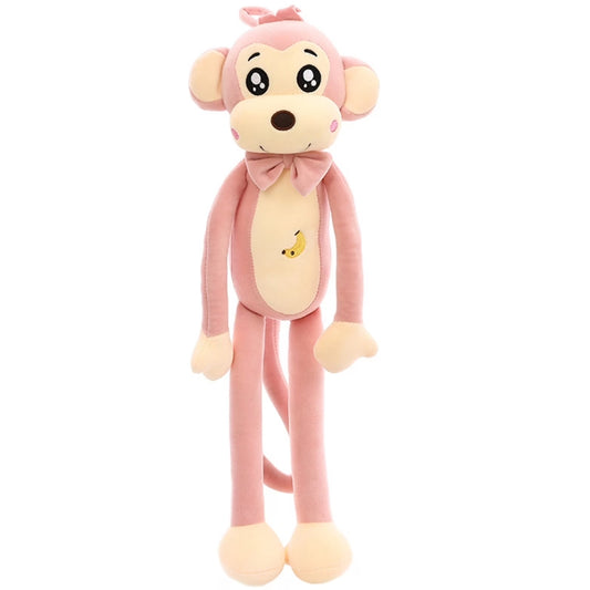 Cute Long-Legged Hanging Monkey Plush Toy with Bowtie & Banana Embroidery (45 CM)