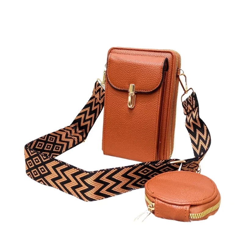 Luxe Crossbody Pouch with Bold Strap & Mini Round Purse
