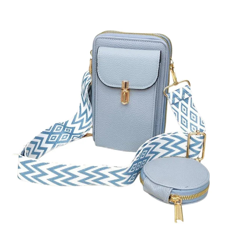 Luxe Crossbody Pouch with Bold Strap & Mini Round Purse