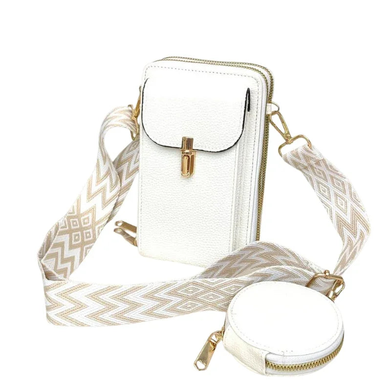 Luxe Crossbody Pouch with Bold Strap & Mini Round Purse