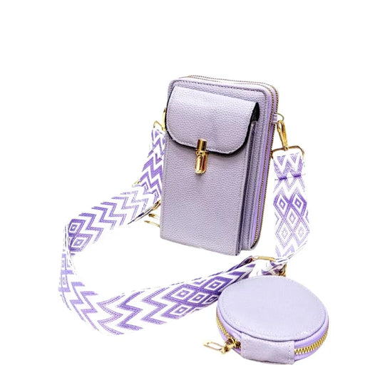 Luxe Crossbody Pouch with Bold Strap & Mini Round Purse