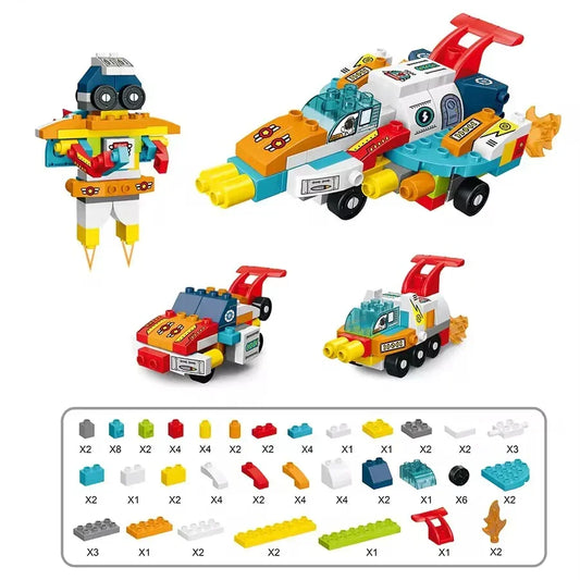 Duplo-Compatible Space Warship & Robot Car Building Set for Kids
