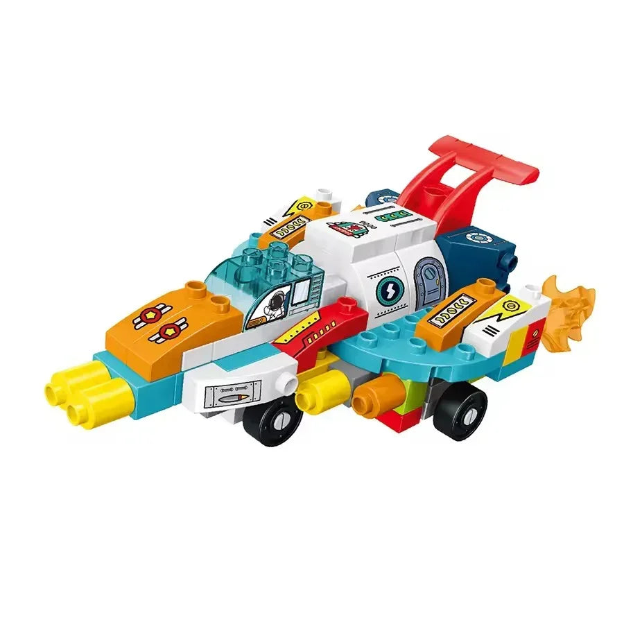 Duplo-Compatible Space Warship & Robot Car Building Set for Kids