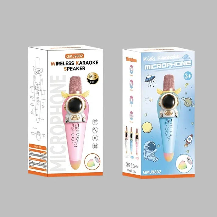 Space-Themed Bluetooth Karaoke Microphone – Built-In Speaker for Kids Musical Fun