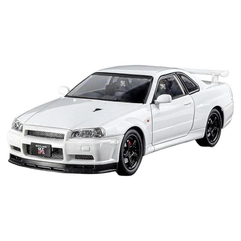 Nissan Skyline GT-R R34 V-Spec II 1:24 Scale Die-Cast Model – White Pearl Collectible Car