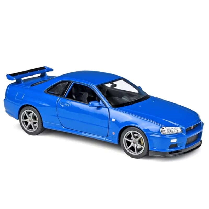 Nissan Skyline GT-R R34 V-Spec II 1:24 Scale Die-Cast Model – White Pearl Collectible Car