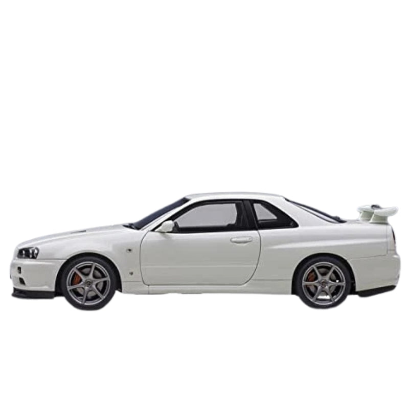 Nissan Skyline GT-R R34 V-Spec II 1:24 Scale Die-Cast Model – White Pearl Collectible Car