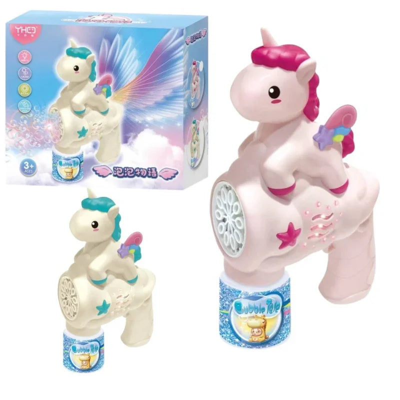 Unicorn Automatic Bubble Gun – Cute Cartoon Style Bubble Maker for Kids