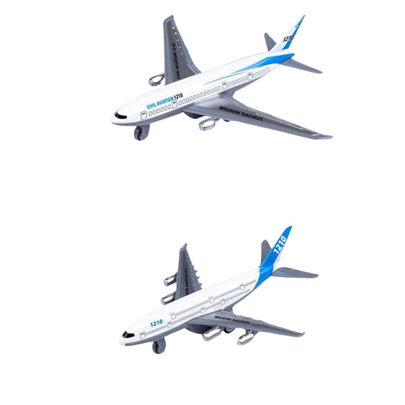 Die-Cast Pull Back Airplane Toy for Kids – Blue & White Aircraft Assorted
