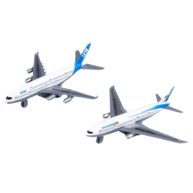 Die-Cast Pull Back Airplane Toy for Kids – Blue & White Aircraft Assorted