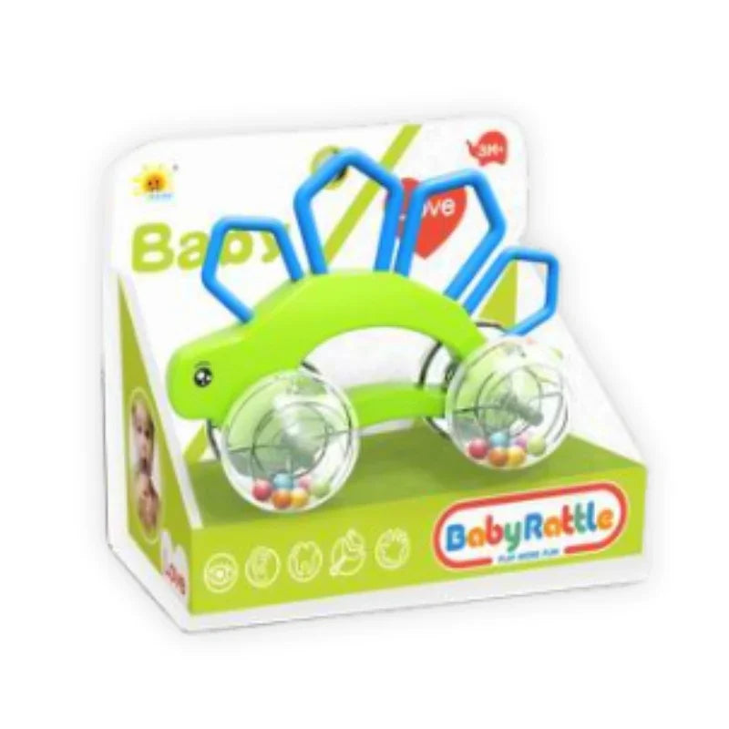 Colorful Butterfly & Dino Baby Rattle Toy with Bells – Teether & Sound Sensory Play for Infants