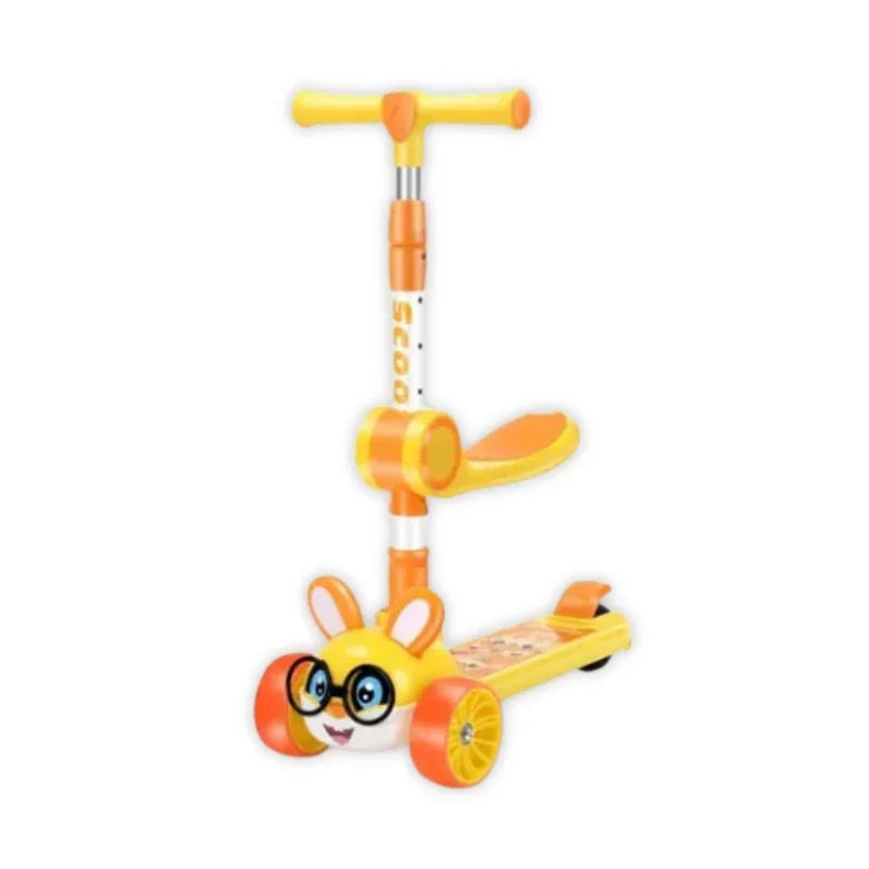 Foldable 3-Wheel Kick Scooter with Flashing Wheels & Adjustable Height