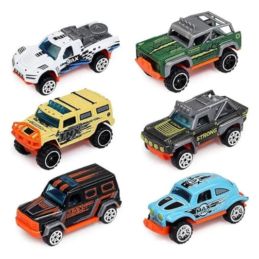 Set of 6 Stylish Mini Metal Cars – Fun Racing Vehicles for Kids Assorted