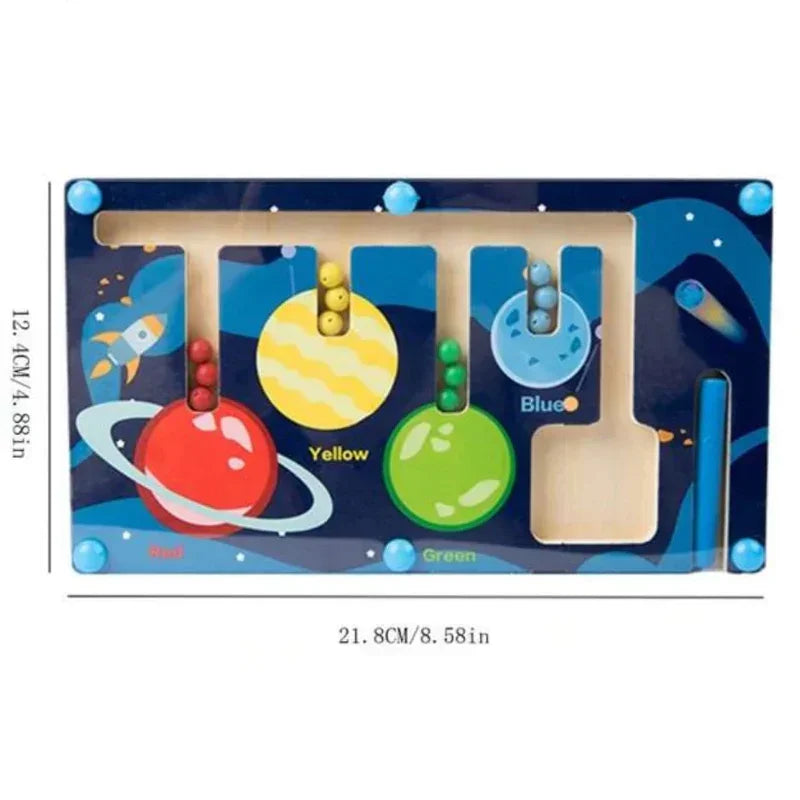 Planets-Colour Pairing Beads Magnet Maze Busy Board Accessories Wood DIY Toy Montessori Material (Deal)