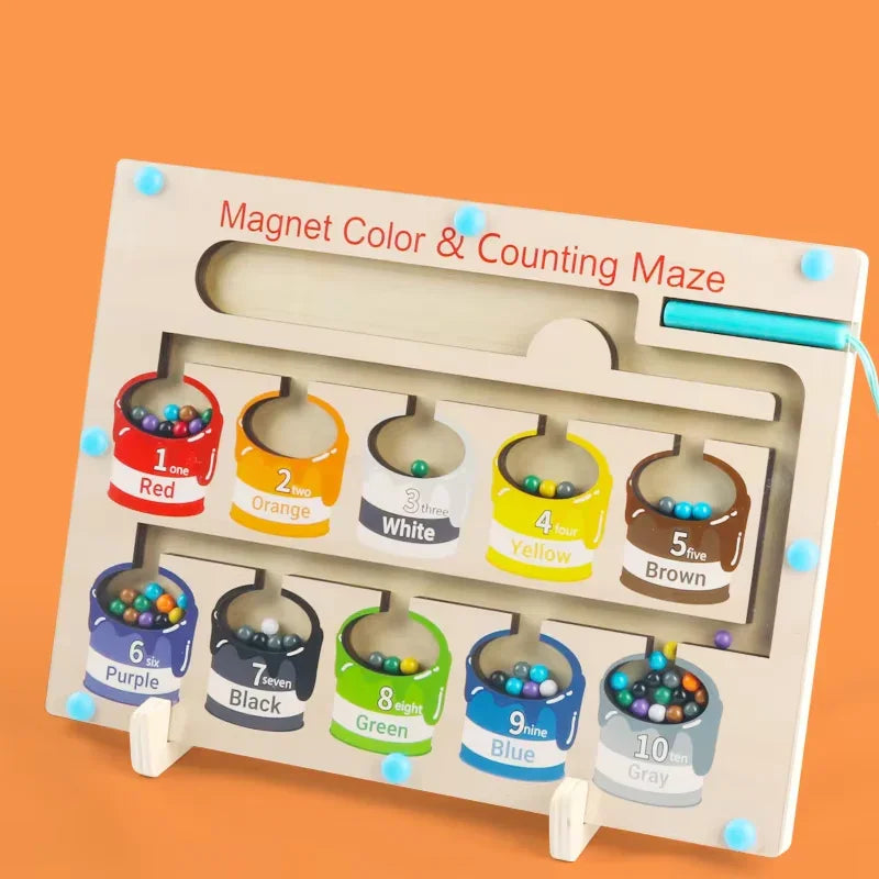 Magnet Color & Counting Maze Magnetic Pen Moving Ball Game Educational Toy