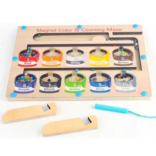 Magnet Color & Counting Maze Magnetic Pen Moving Ball Game Educational Toy