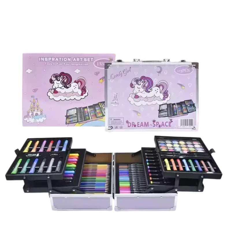 Art Suitcase Set 113 Piece 6 Sided All in One Color Kit for Kids