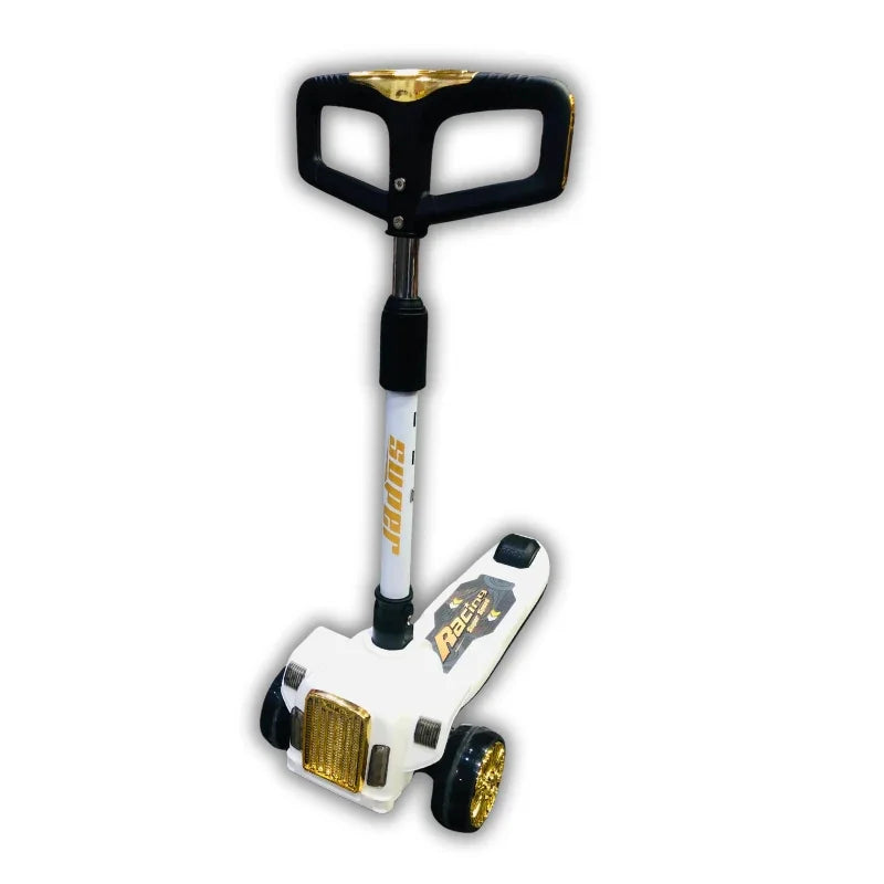 GlowRide 3-Wheel Kids Scooter – White Edition with LED Lights & Music (Adjustable & Foldable)