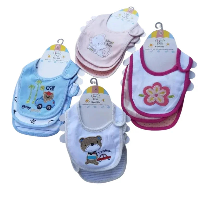 Baby Bibs Set of 3 Flower Design Soft, Absorbent Stylish