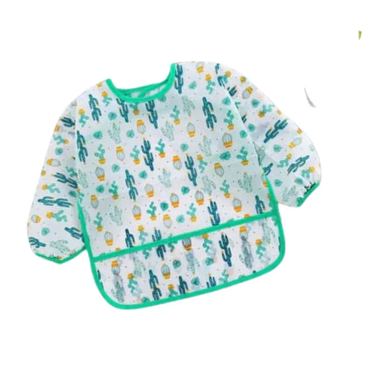 Waterproof Sleeve Feeding Bib for Girls Brown Bear Design