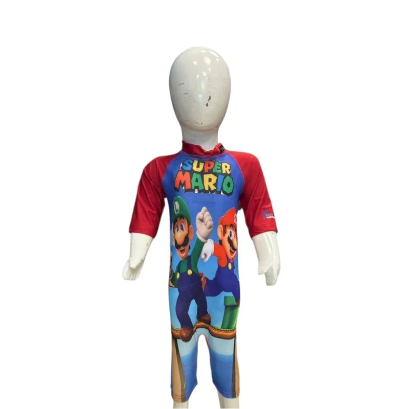 Mario Kids Swimsuit – Full Body One-Piece Swimwear for Boys (Ages 2–11 Years)