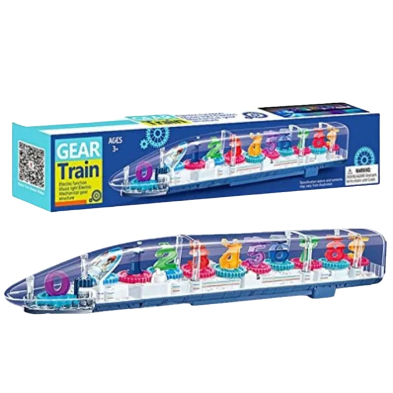 Transparent High-Speed Train Toy with Colorful Lights & Music – Bump & Go Action Car