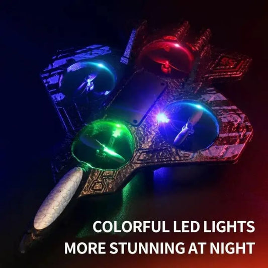 Remote Control Fighter Plane with LED Lights – 2.4G RC Aircraft with 360° Rotation
