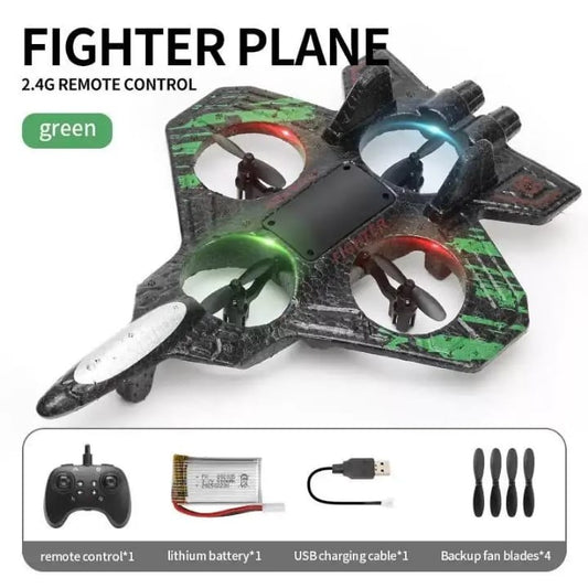 Remote Control Fighter Plane with LED Lights – 2.4G RC Aircraft with 360° Rotation
