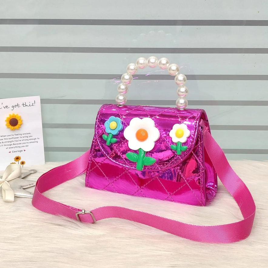 Stylish Kids Shoulder Bag with Pearl Handle & Cute Design