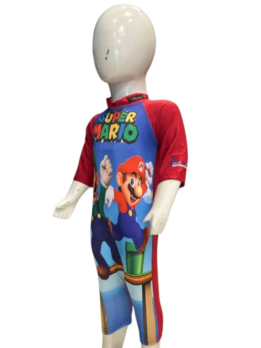 Mario Kids Swimsuit – Full Body One-Piece Swimwear for Boys (Ages 2–11 Years)