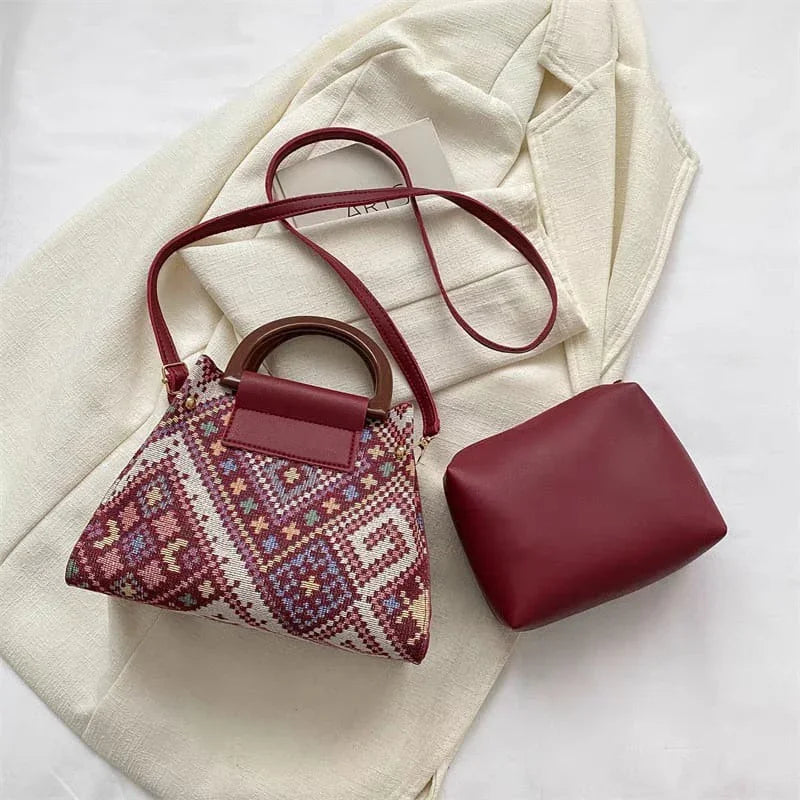 Trendy Printed Handbag with Small Pouch – Stylish & Practical