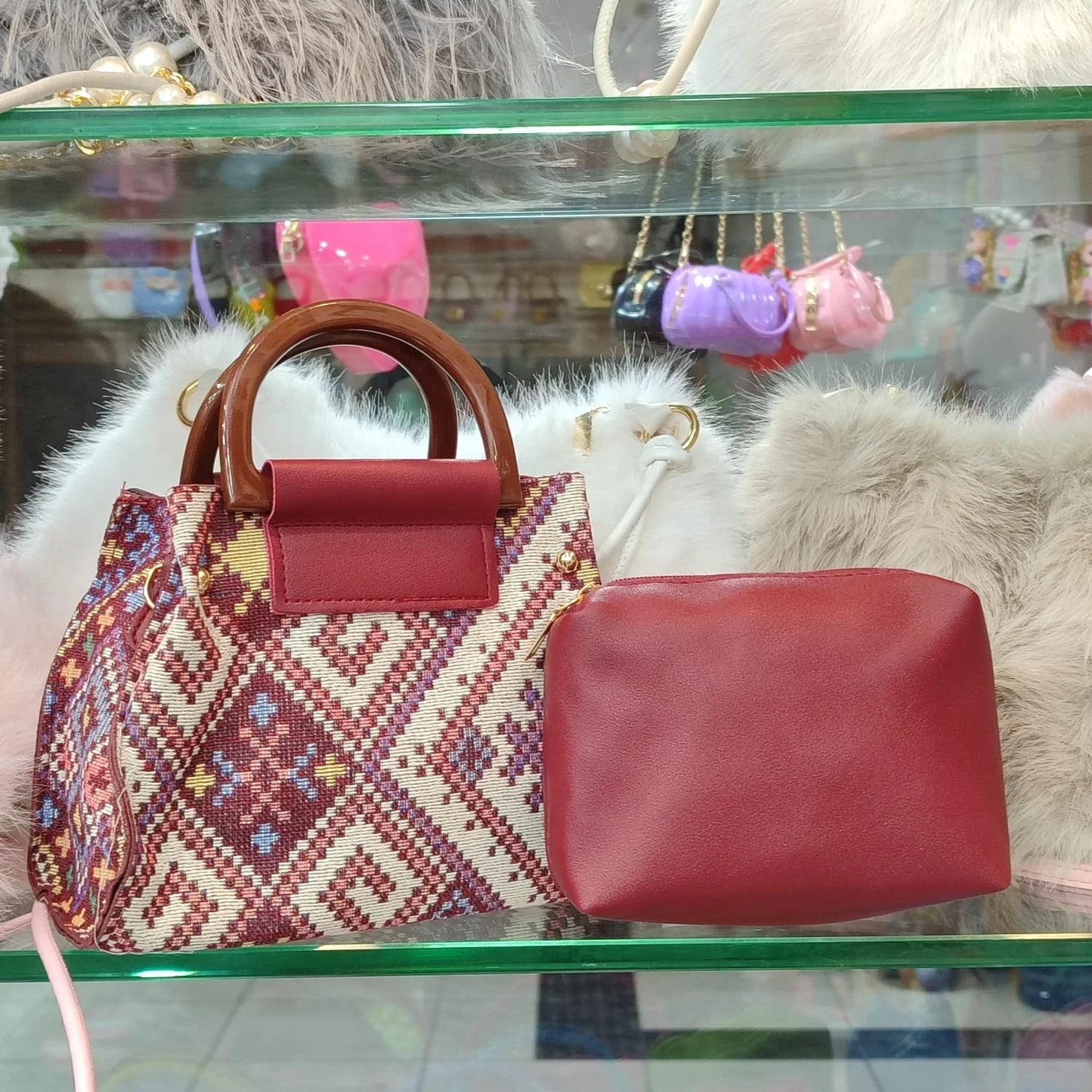 Trendy Printed Handbag with Small Pouch – Stylish & Practical