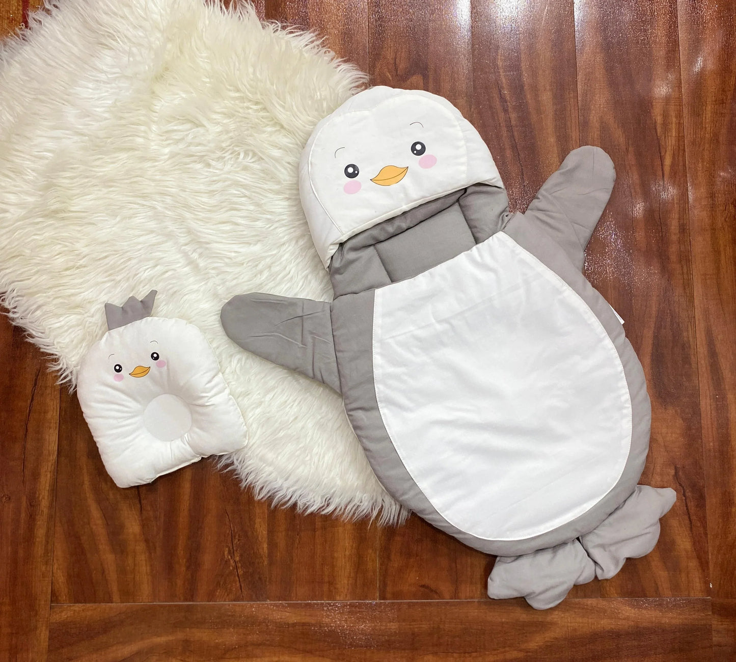 Cute Penguin Baby Sleeping Bag with Matching Pillow