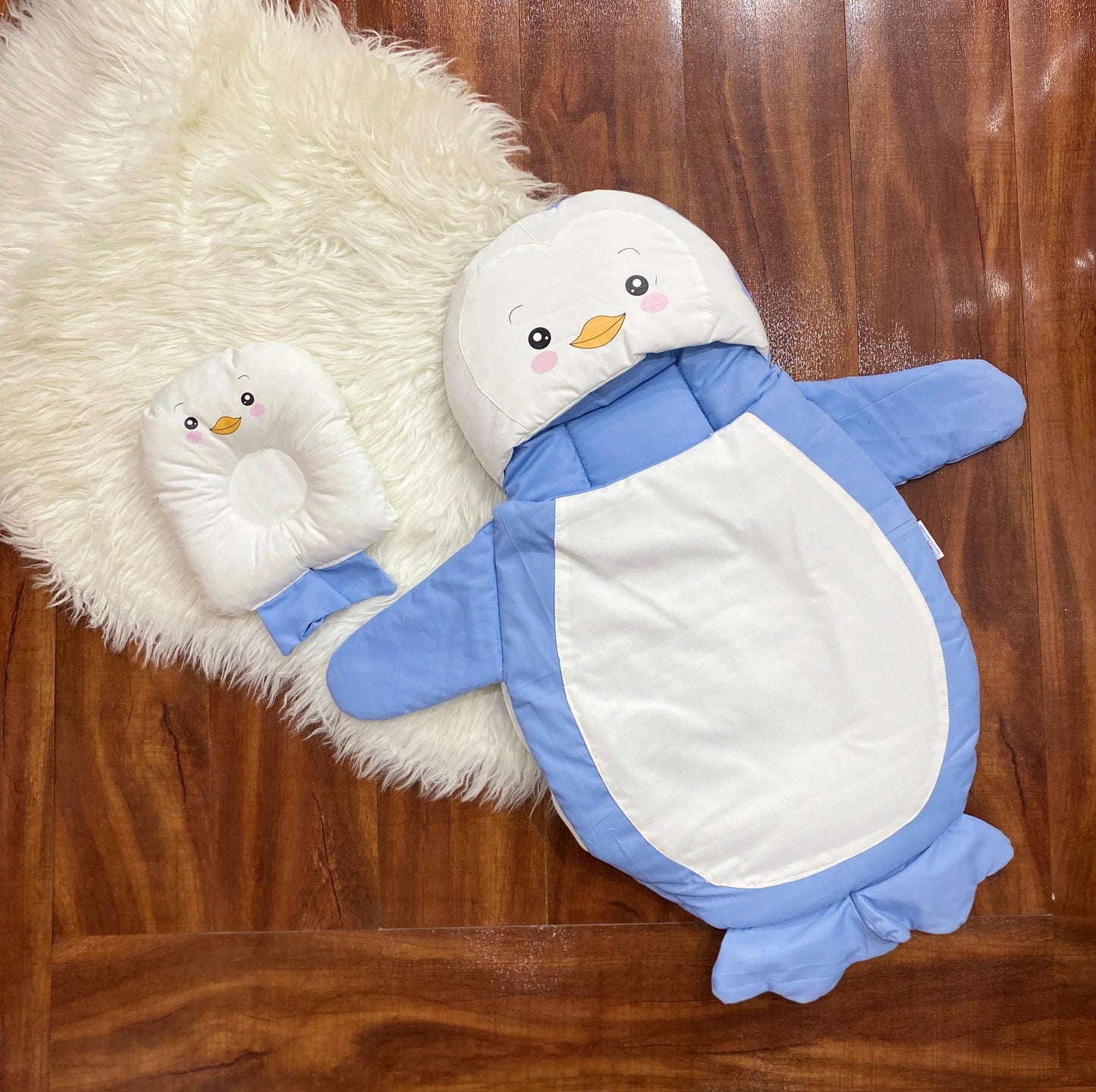 Cute Penguin Baby Sleeping Bag with Matching Pillow