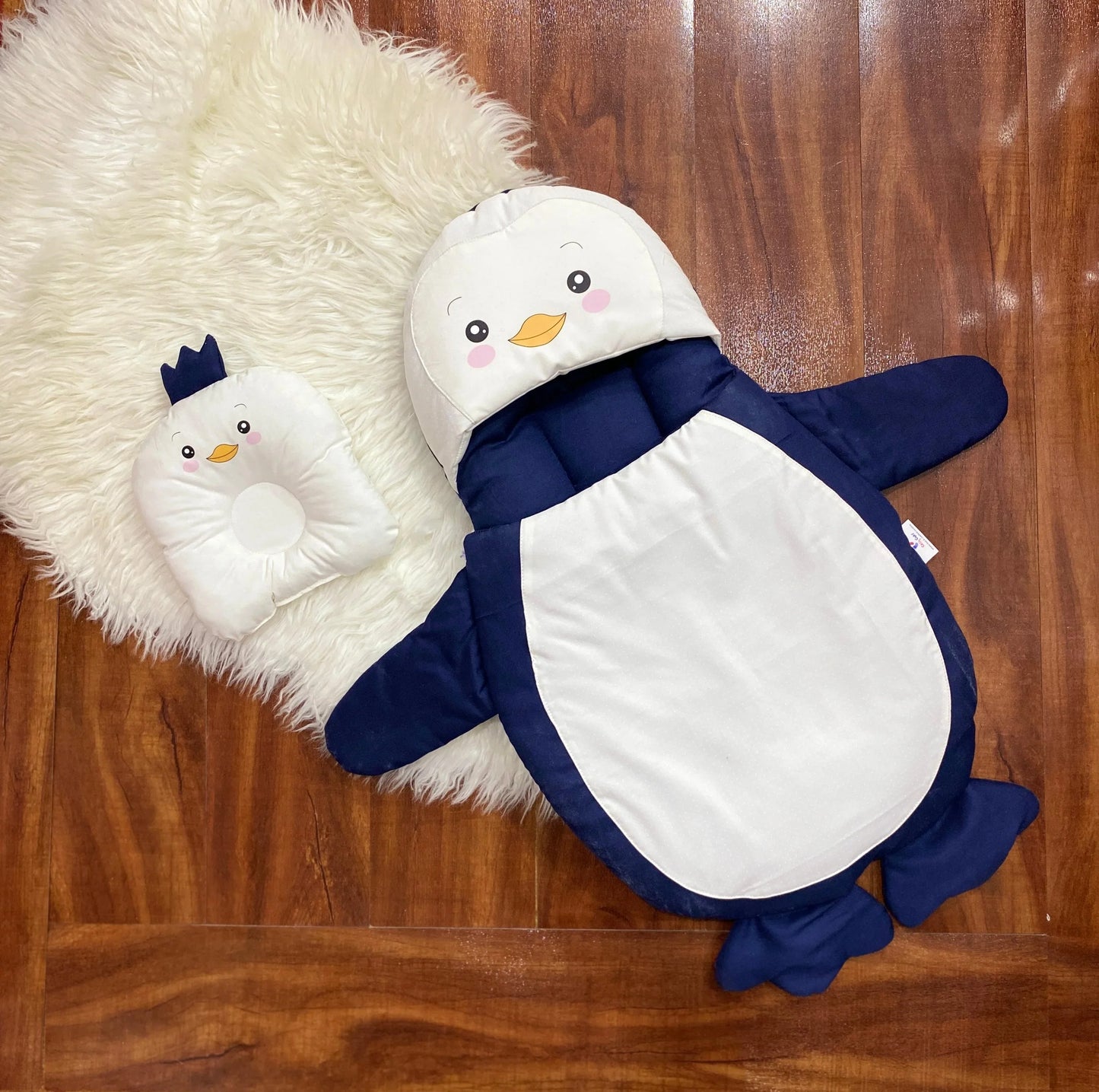 Cute Penguin Baby Sleeping Bag with Matching Pillow