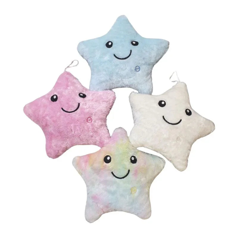 Soft And Adorable Glowing Smiley Star Plush Pillow