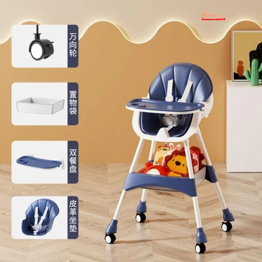 3-in-1 Adjustable Baby High Chair with Wheels – Dining, Rest & Play Solution for Babies and Toddlers