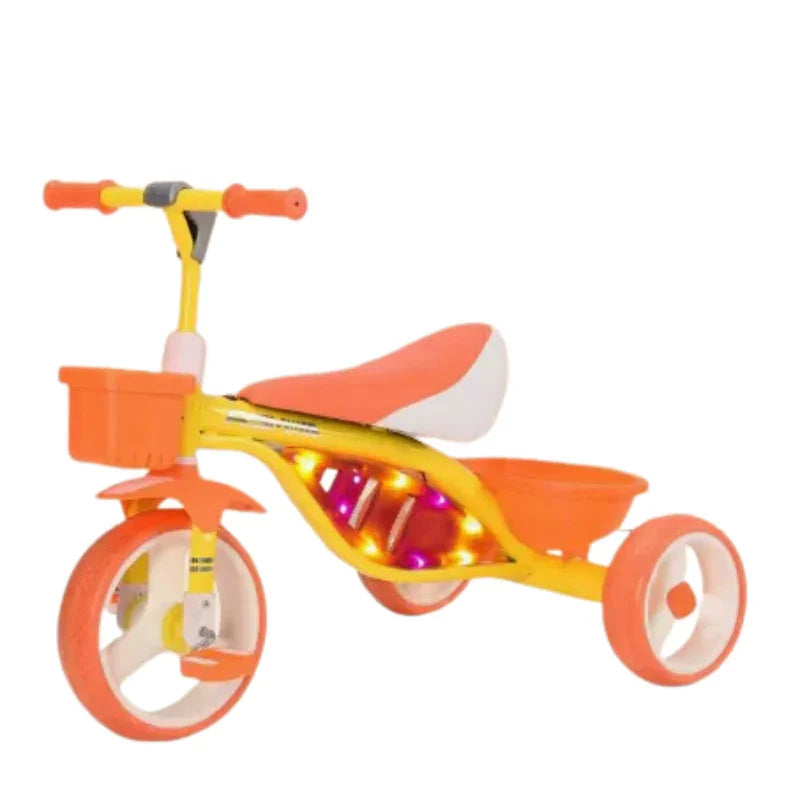 Kids’ Tricycle with High Carbon Steel Frame Front & Rear Car Baskets for Extra Fun