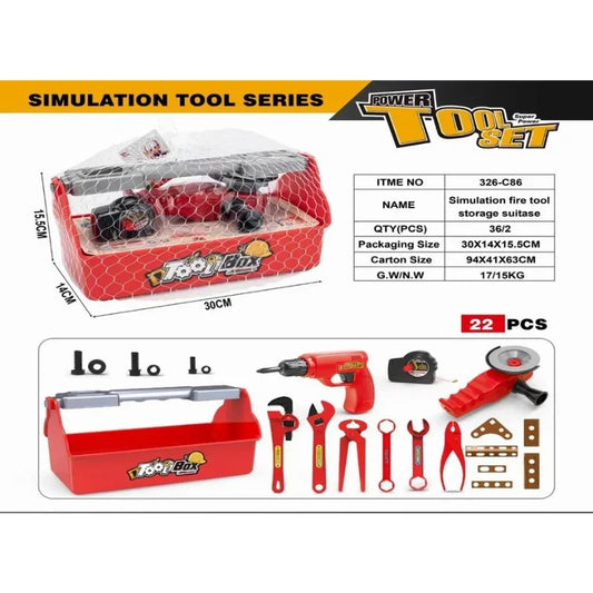 Little Builder Pro  22-Piece Kids Tool Set with Drill & Carry Box