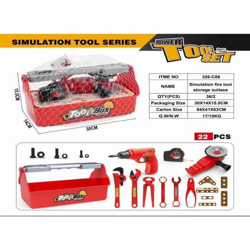 Little Builder Pro  22-Piece Kids Tool Set with Drill & Carry Box
