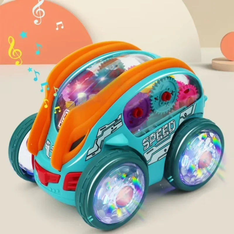 Spin Racer X: 360° Stunt Tipping Car with Transparent Gear Action