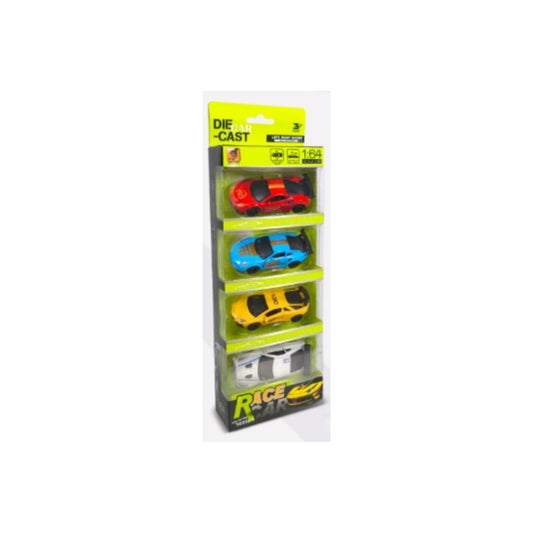 1:64 Scale Die-Cast Pull Back Race Car 4-Piece Toy Set