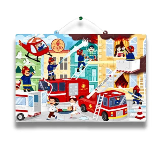 Fireman Car Puzzle & Paint For Kids