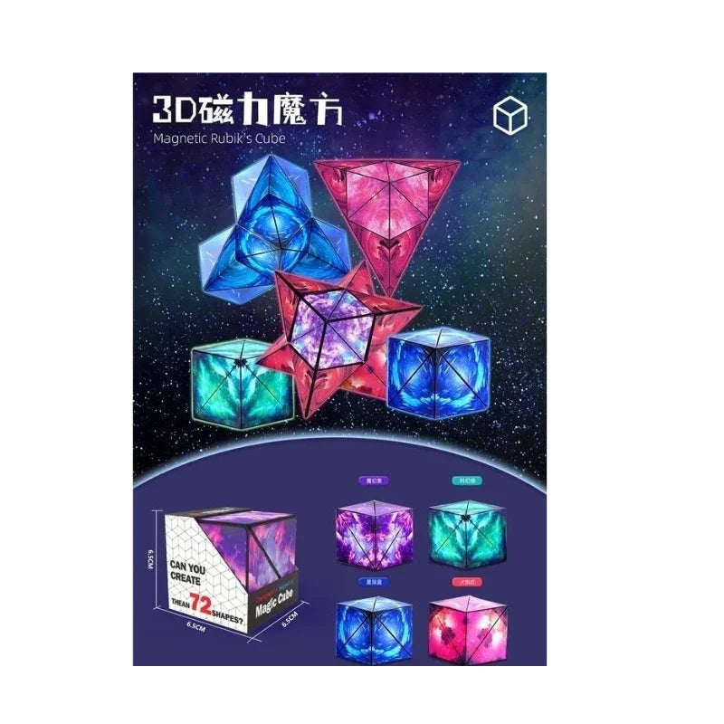 Changeable Magnetic Magic Cube 3D Hand Flip Puzzle Toys Gift 3D Shape Shifter Magic Cube