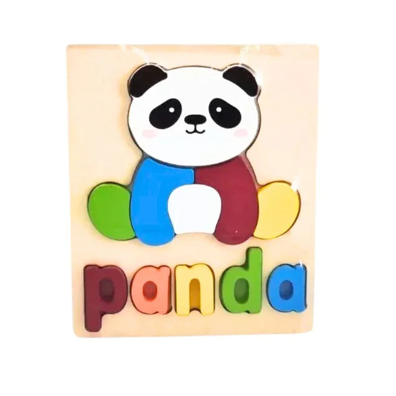 Interactive Wooden 3D Animal Name Puzzle for Kids